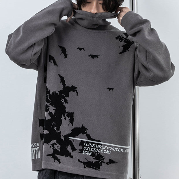 Dark Turtleneck Print Knitted Sweater Streetwear Brand Techwear Combat Tactical YUGEN THEORY