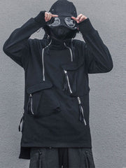 Dark Zipper Multi-pocket Sunglasses Hoodie Streetwear Brand Techwear Combat Tactical YUGEN THEORY