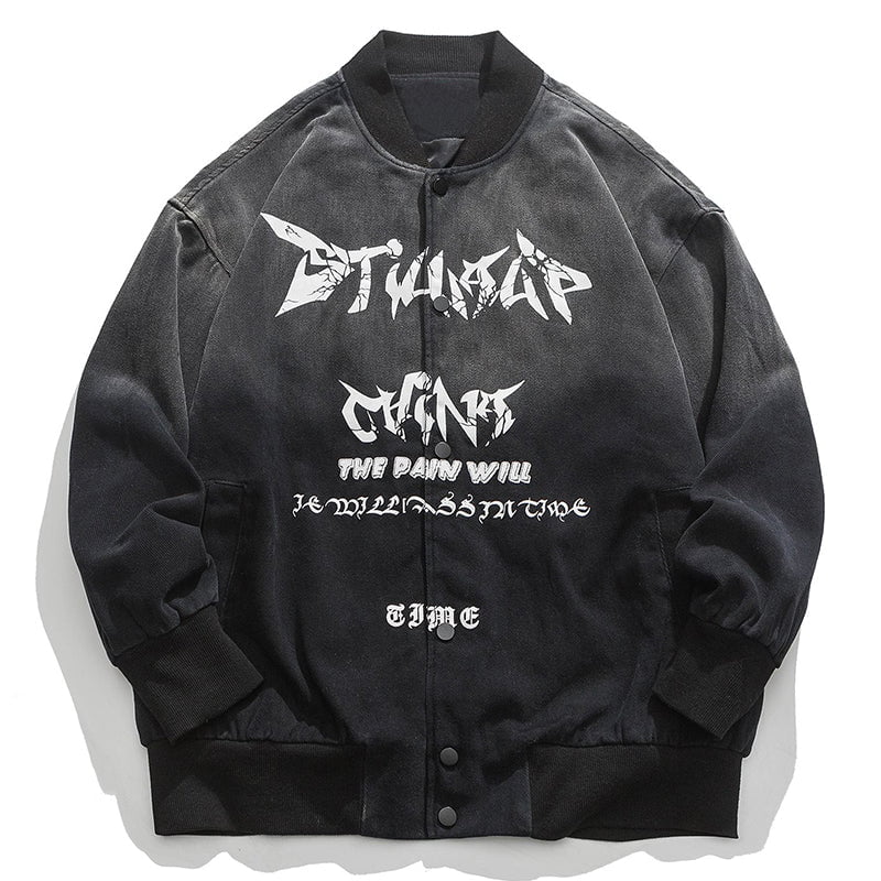 Denim Baseball Jacket Gothic Cross Streetwear Brand Techwear Combat Tactical YUGEN THEORY