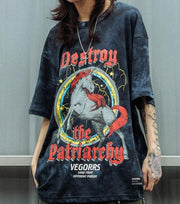 Destroy the Patriarchy Tie Dye T-Shirt Streetwear Brand Techwear Combat Tactical YUGEN THEORY