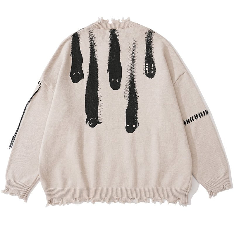 Distressed Woolen Sweater Mind Flayer Streetwear Brand Techwear Combat Tactical YUGEN THEORY