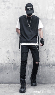 Double Layer Strapped T-Shirt Streetwear Brand Techwear Combat Tactical YUGEN THEORY