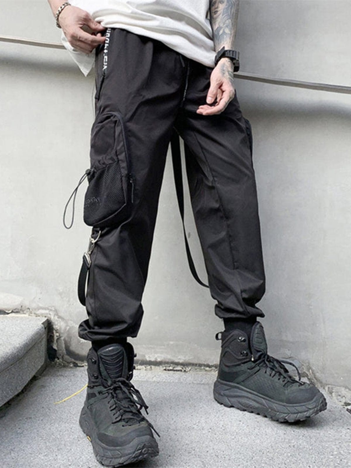 Drawstring Pockets Ribbons Cargo Pants Streetwear Brand Techwear Combat Tactical YUGEN THEORY