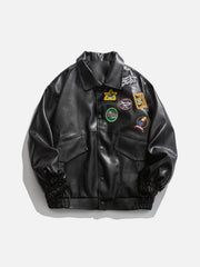 Embroidered Leather Jacket Streetwear Brand Techwear Combat Tactical YUGEN THEORY