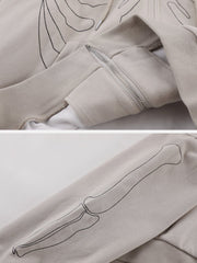 Embroidery Skeleton Zip Up Hoodie Streetwear Brand Techwear Combat Tactical YUGEN THEORY