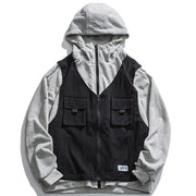 Fake Two Piece Splicing Vest Jacket Streetwear Brand Techwear Combat Tactical YUGEN THEORY