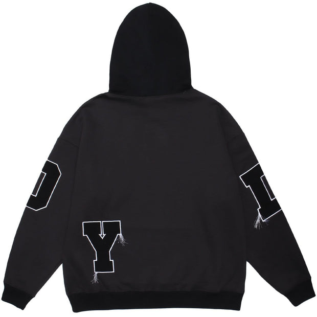 Fake Two Tassel Embroidery Letters Print Hoodie Streetwear Brand Techwear Combat Tactical YUGEN THEORY