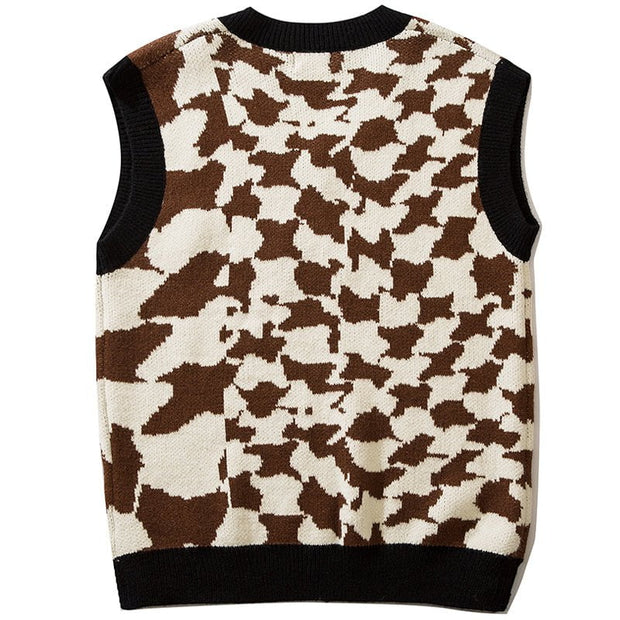 Fall Knitted Vest Cow Texture Streetwear Brand Techwear Combat Tactical YUGEN THEORY