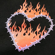Fire Flame Love Chain Print Fleece Hoodie Streetwear Brand Techwear Combat Tactical YUGEN THEORY
