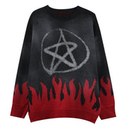 Flame Magic Circle Knitted Sweater Streetwear Brand Techwear Combat Tactical YUGEN THEORY