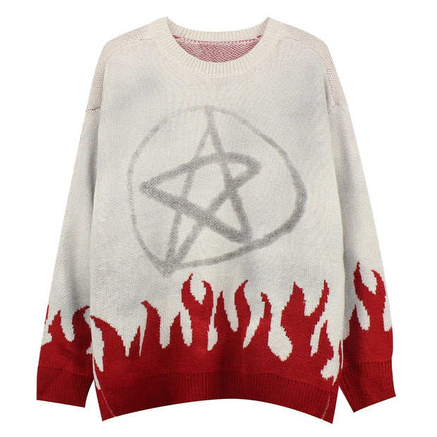 Flame Magic Circle Knitted Sweater Streetwear Brand Techwear Combat Tactical YUGEN THEORY