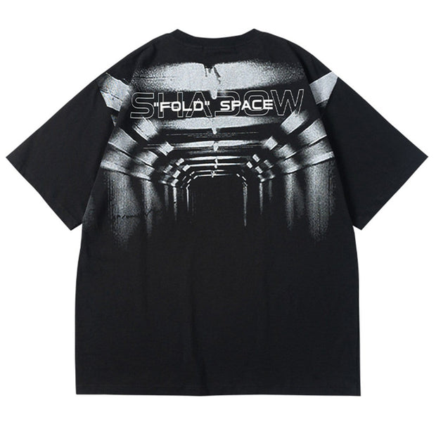Folding Space Print Cotton Tee Streetwear Brand Techwear Combat Tactical YUGEN THEORY
