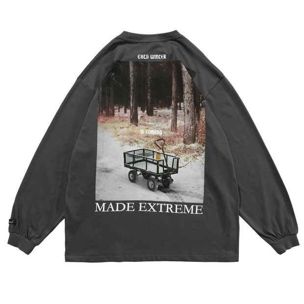 Forest Trailer Print Oversized Sweatshirt Streetwear Brand Techwear Combat Tactical YUGEN THEORY