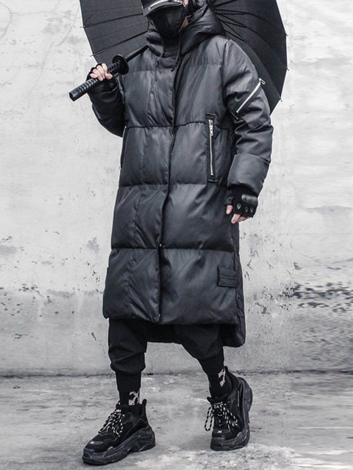 Function Dark Fake Zipper Long Winter Coat Streetwear Brand Techwear Combat Tactical YUGEN THEORY