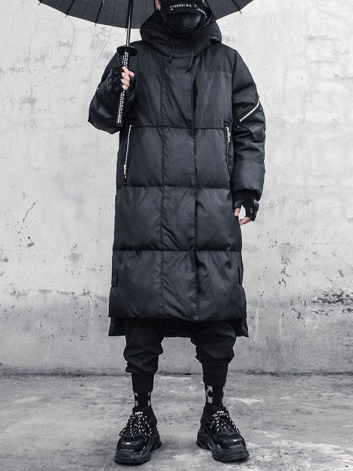 Function Dark Fake Zipper Long Winter Coat Streetwear Brand Techwear Combat Tactical YUGEN THEORY
