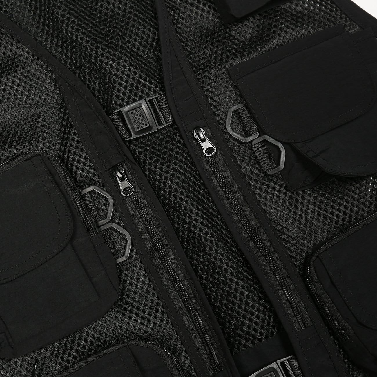 Function Grid Patchwork Multi Pockets Cardigan Jacket Vest Streetwear Brand Techwear Combat Tactical YUGEN THEORY