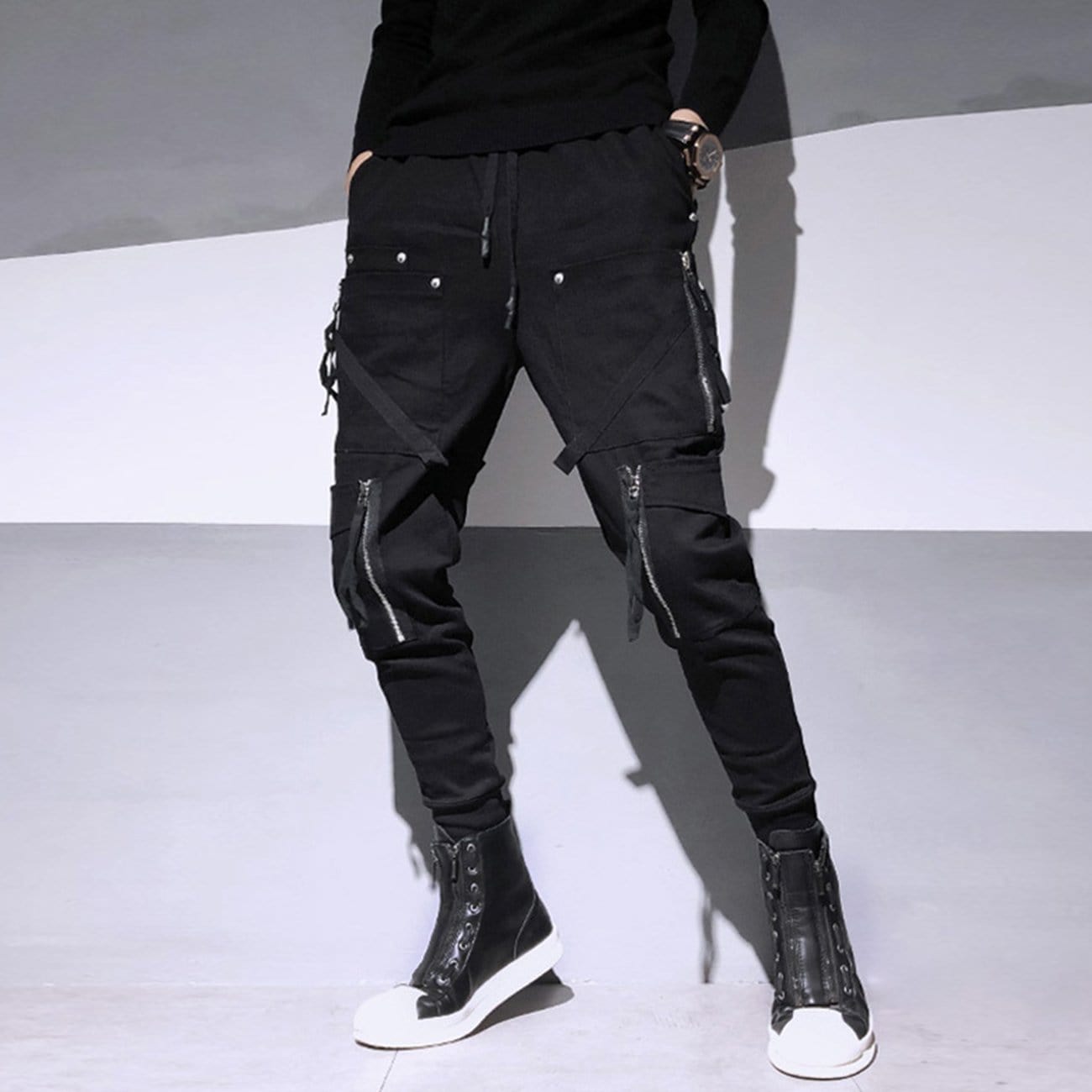 Function Irregular Zipper Patchwork Cargo Pants Streetwear Brand Techwear Combat Tactical YUGEN THEORY