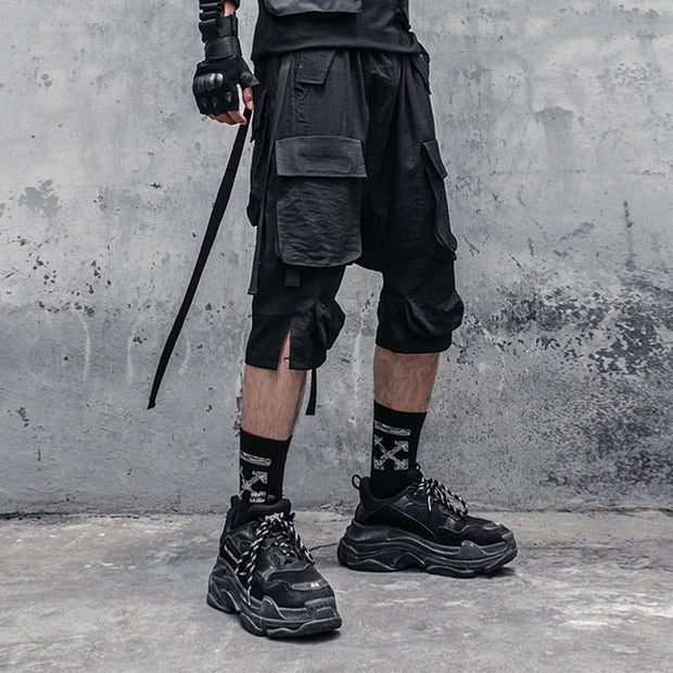 Functional Multi Pockets Ribbons Cargo Shorts Streetwear Brand Techwear Combat Tactical YUGEN THEORY
