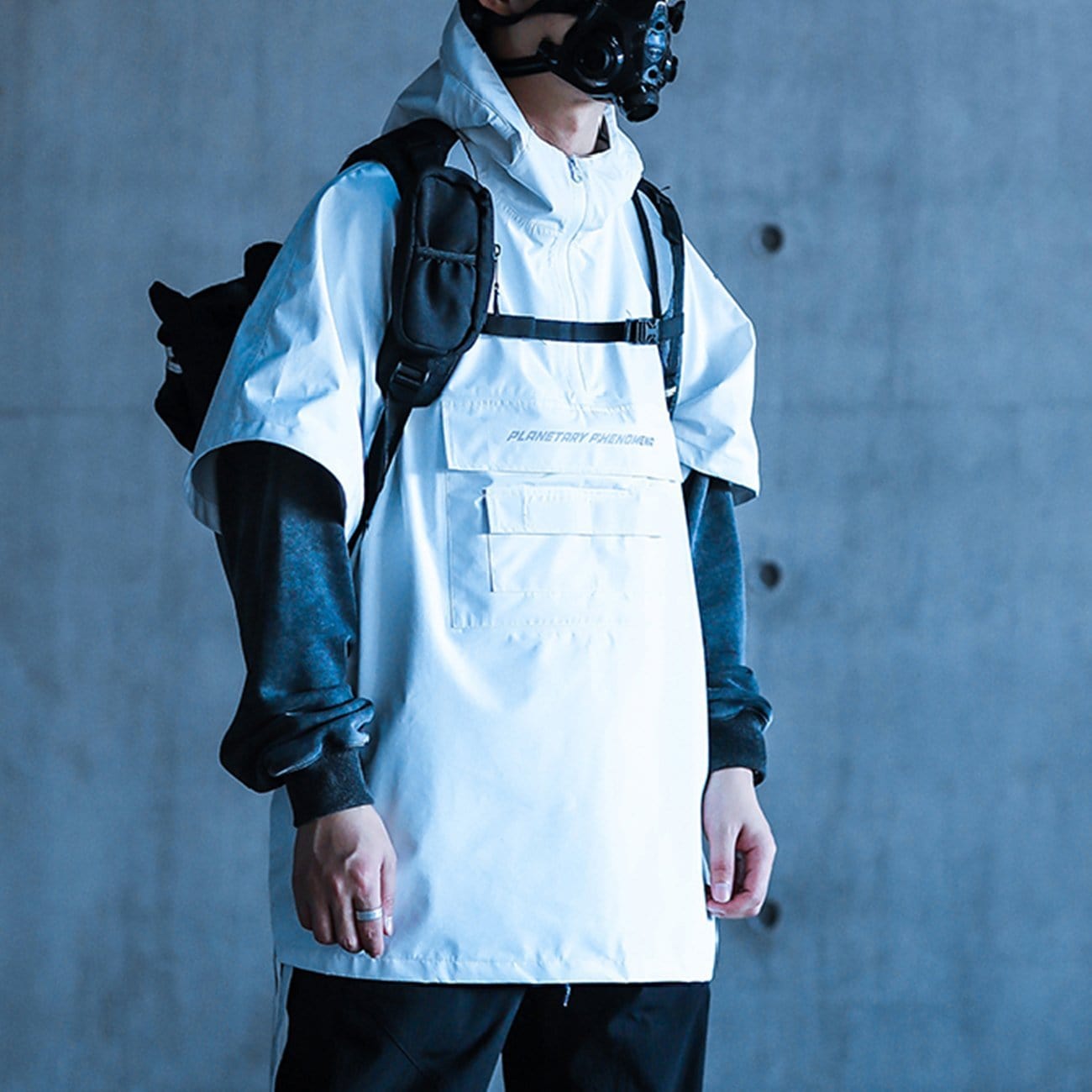 Functional Print Slit Waterproof Cloak Jacket Streetwear Brand Techwear Combat Tactical YUGEN THEORY