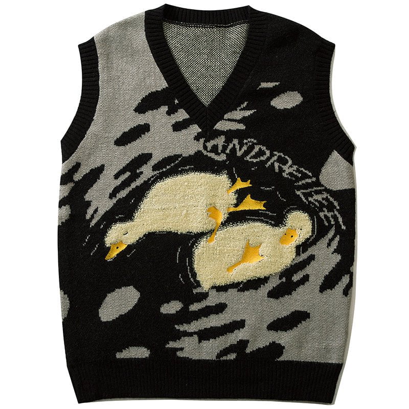 Funny Knit Sweater Vest Duck Streetwear Brand Techwear Combat Tactical YUGEN THEORY