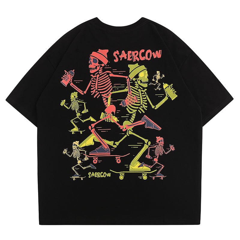 Funny T-shirt Skateboard Skeleton Streetwear Brand Techwear Combat Tactical YUGEN THEORY