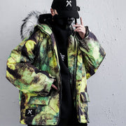 Fur Collar Camouflage Winter Coat Streetwear Brand Techwear Combat Tactical YUGEN THEORY