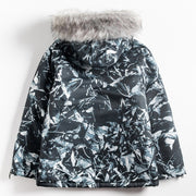 Fur Collar Tie Dye Camouflage Winter Coat Streetwear Brand Techwear Combat Tactical YUGEN THEORY