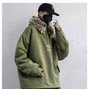 Fur Hood Green Cargo Jacket Streetwear Brand Techwear Combat Tactical YUGEN THEORY