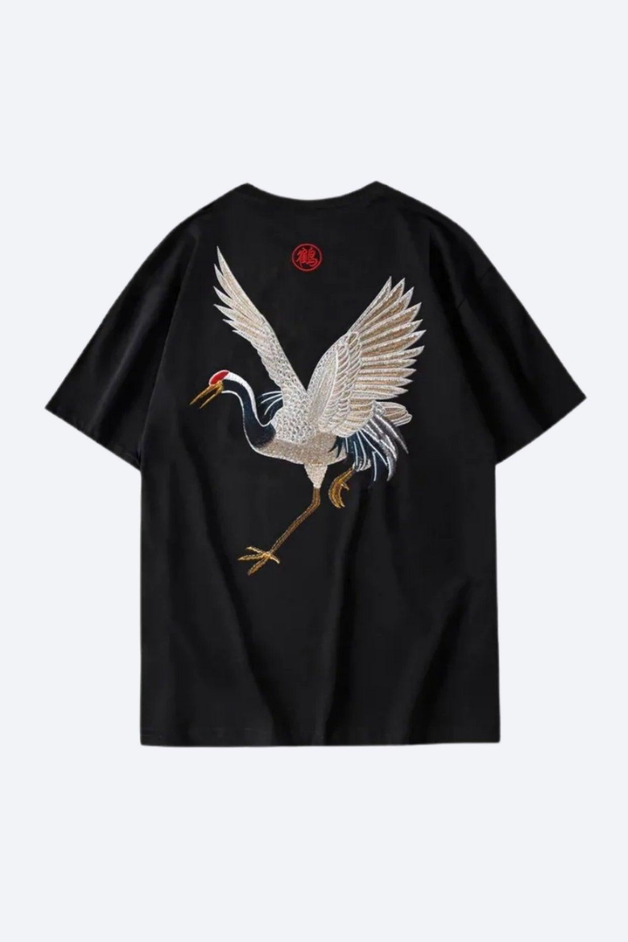 Gold Crane T-Shirt Streetwear Brand Techwear Combat Tactical YUGEN THEORY