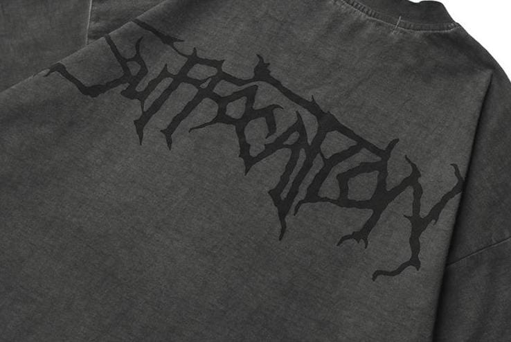Gothic Angel Garment Dyed T-Shirt Streetwear Brand Techwear Combat Tactical YUGEN THEORY