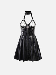 Gothic Hanging Neck Chain PU Dress Streetwear Brand Techwear Combat Tactical YUGEN THEORY