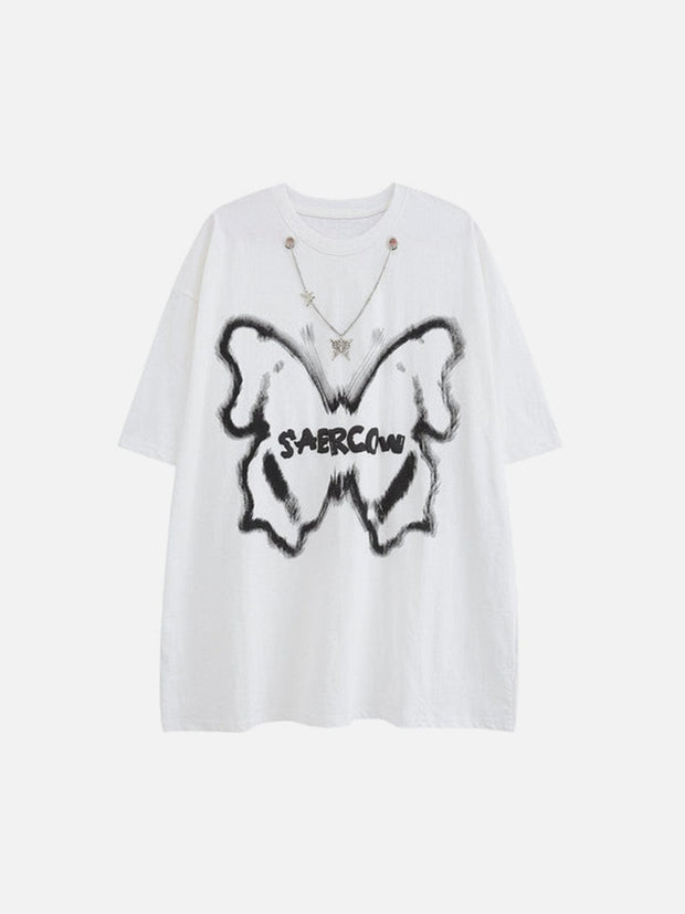 Graffiti Butterfly Star Necklace Tee Streetwear Brand Techwear Combat Tactical YUGEN THEORY