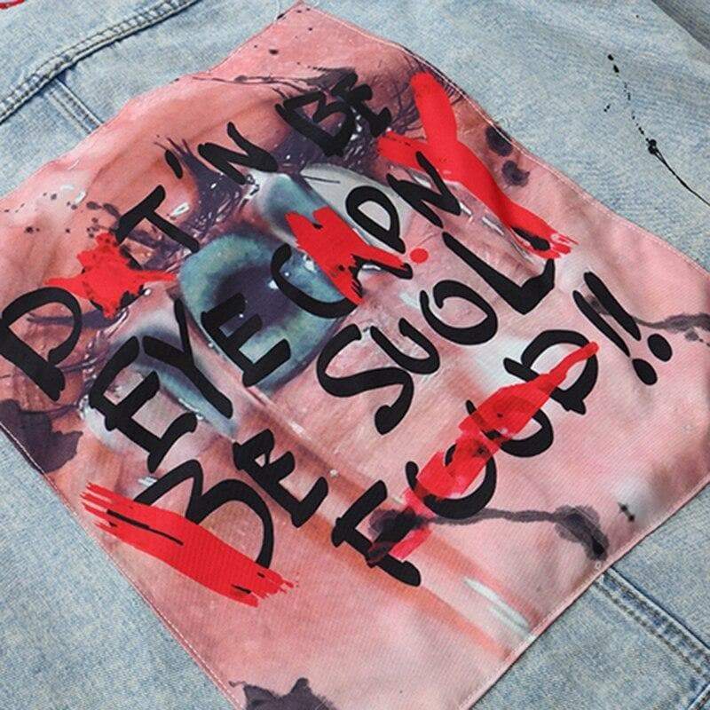 “Graffiti Wall” Denim Jacket Streetwear Brand Techwear Combat Tactical YUGEN THEORY