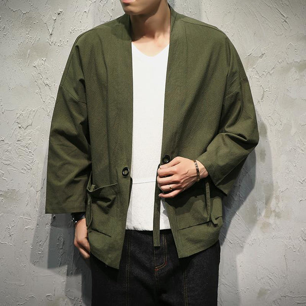 Green Classic Kimono Cardigan Streetwear Brand Techwear Combat Tactical YUGEN THEORY
