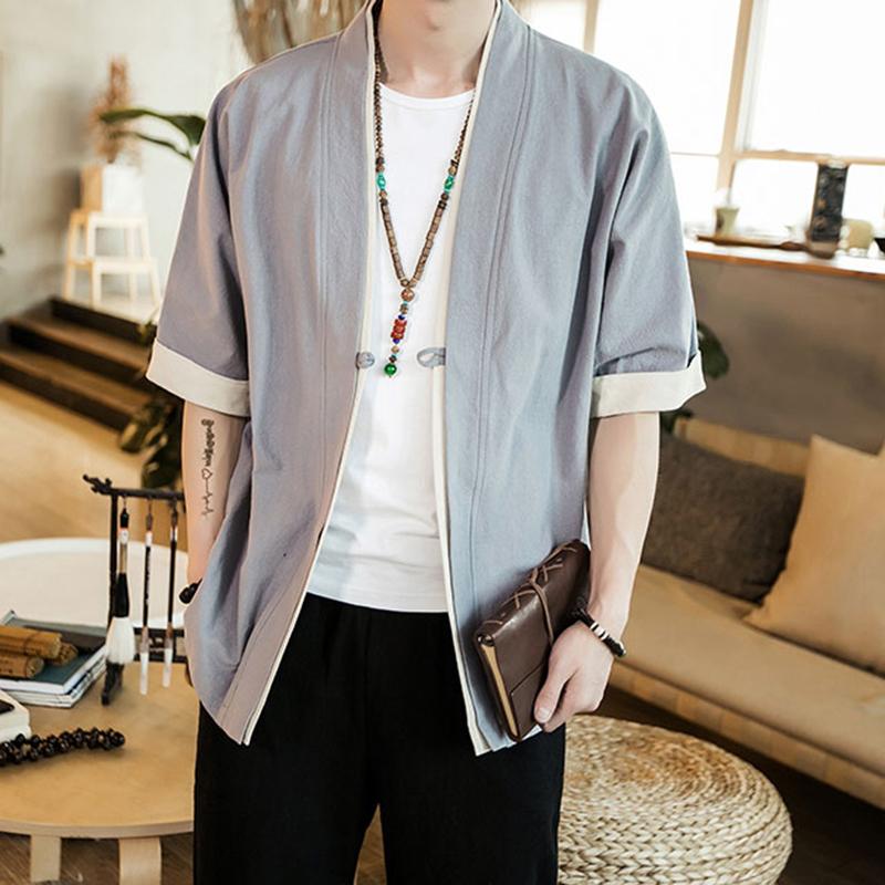 Grey Short Sleeves Classic Kimono Cardigan Streetwear Brand Techwear Combat Tactical YUGEN THEORY