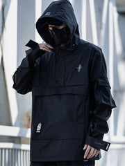 Half Zip Ninja Functional PU Hooded Jacket Streetwear Brand Techwear Combat Tactical YUGEN THEORY