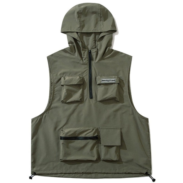 Half Zipper Hood Vest Streetwear Brand Techwear Combat Tactical YUGEN THEORY