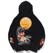 Harajuku Moon Embroidered Hoodie Streetwear Brand Techwear Combat Tactical YUGEN THEORY