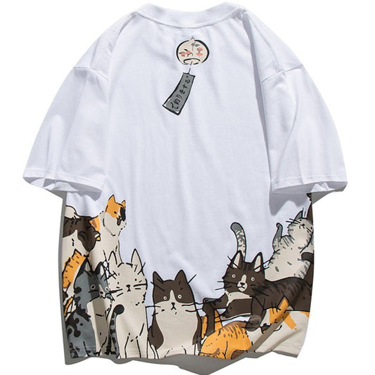 Harajuku T-shirt Cartoon Cats Streetwear Brand Techwear Combat Tactical YUGEN THEORY