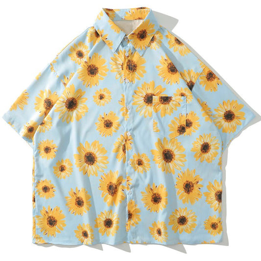Hawaiian S/ S Shirt Full Sunflower Streetwear Brand Techwear Combat Tactical YUGEN THEORY