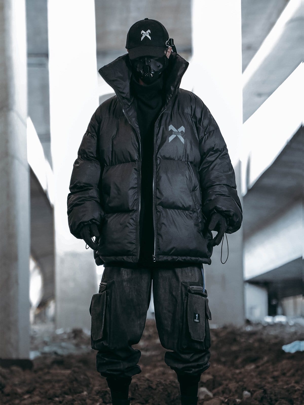 High Collar Fake Two Winter Coat Streetwear Brand Techwear Combat Tactical YUGEN THEORY