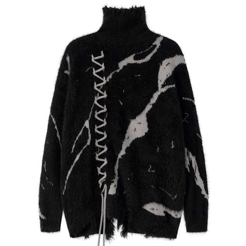 High Neck Sweater Tie Dye and Drawstring Streetwear Brand Techwear Combat Tactical YUGEN THEORY