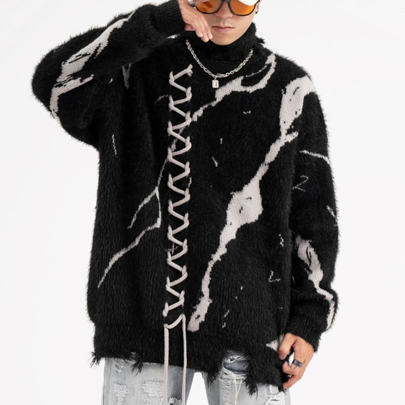 High Neck Sweater Tie Dye and Drawstring Streetwear Brand Techwear Combat Tactical YUGEN THEORY