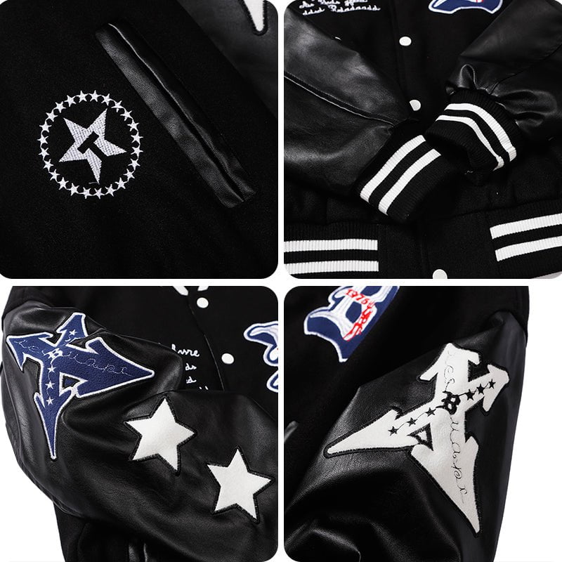 High Street Baseball Jacket Flocked Letter Streetwear Brand Techwear Combat Tactical YUGEN THEORY
