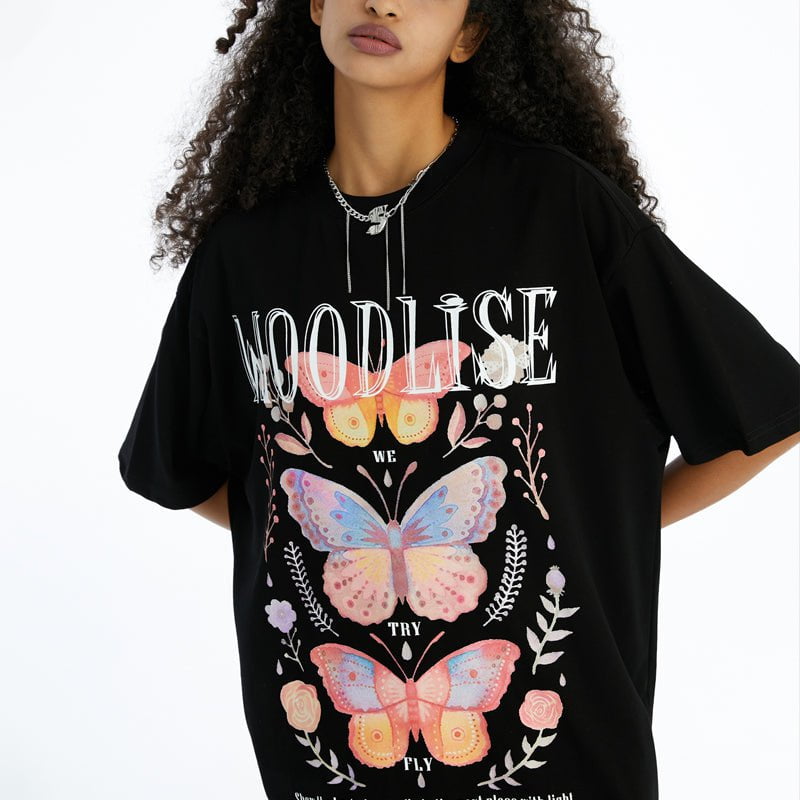 High Street T-shirt Colorful Butterfly Streetwear Brand Techwear Combat Tactical YUGEN THEORY