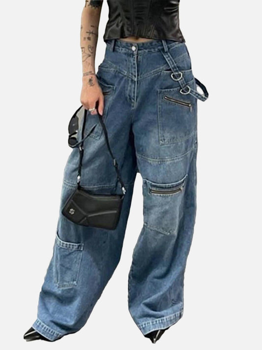 High Waist Multi Pockets Jeans Streetwear Brand Techwear Combat Tactical YUGEN THEORY