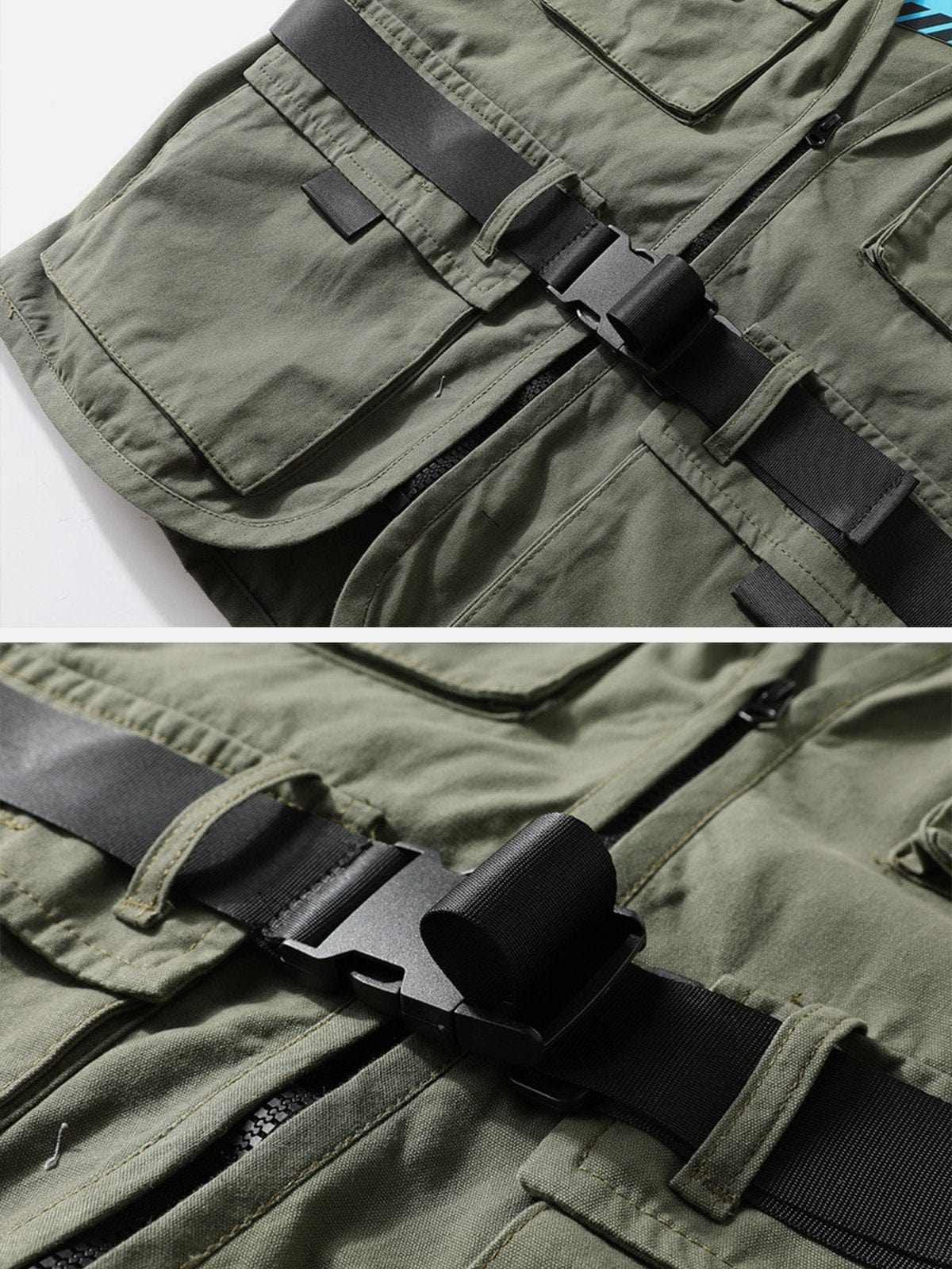 Hip Hop Multi Pocket Vest Streetwear Brand Techwear Combat Tactical YUGEN THEORY