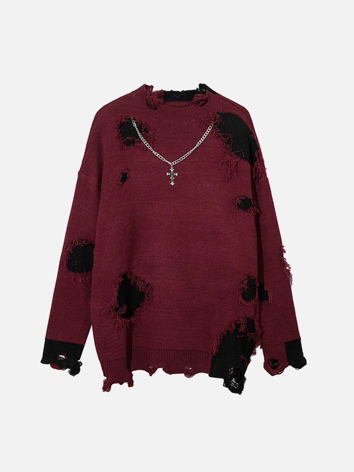 Hole Crucifix Necklace Sweater Streetwear Brand Techwear Combat Tactical YUGEN THEORY