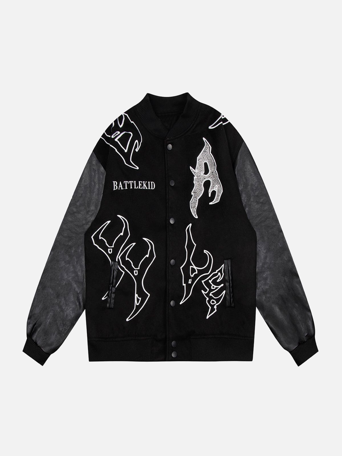 Hot Drilling Gothic Letter Varsity Jacket Streetwear Brand Techwear Combat Tactical YUGEN THEORY