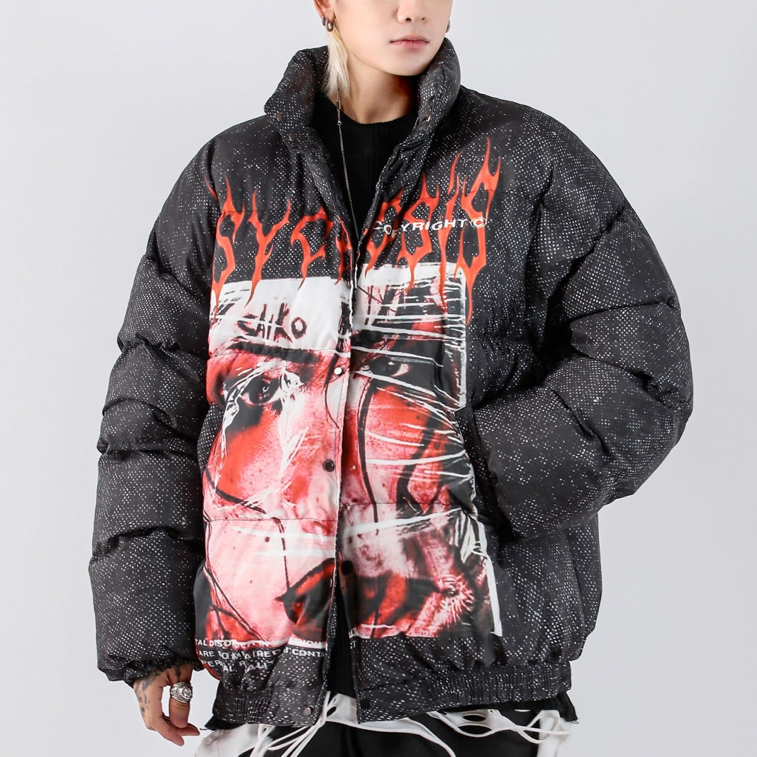 Illusion Girl Print Winter Coat Streetwear Brand Techwear Combat Tactical YUGEN THEORY